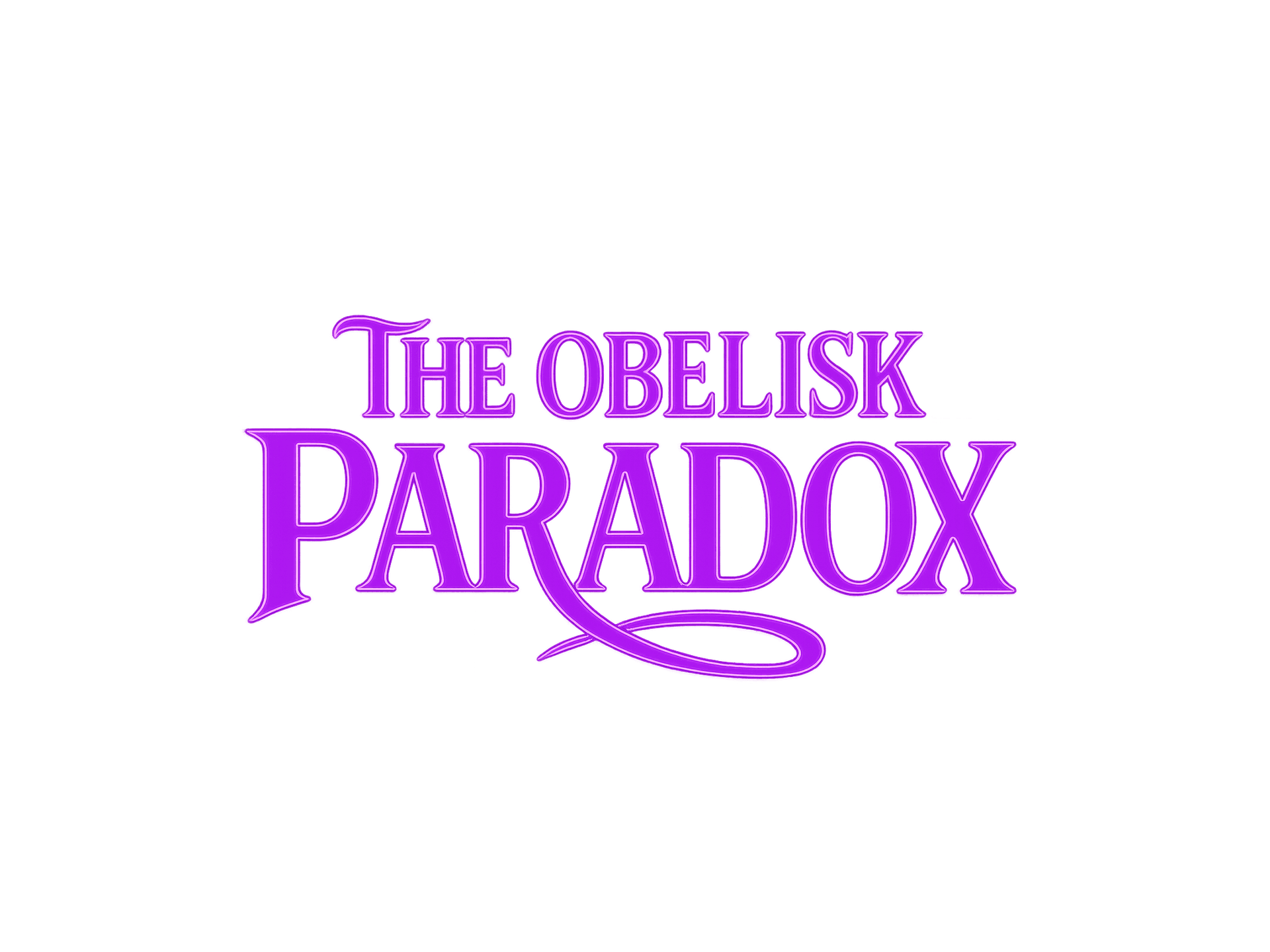 The Obelisk Paradox - A cosmic banner with a glowing purple obelisk at its center.